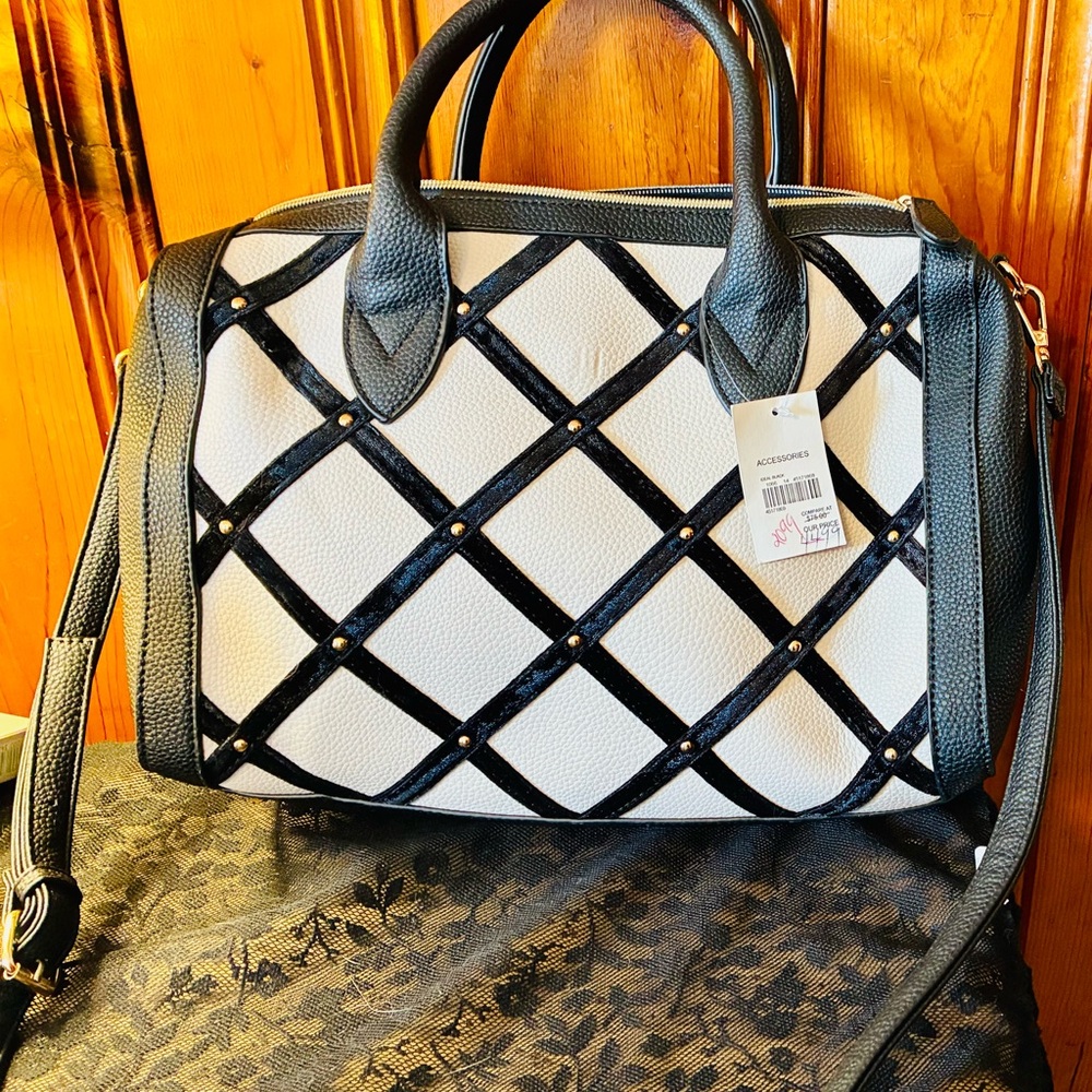 Cato Black and White Satchel Bag